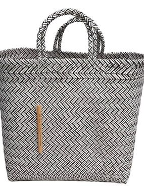 Recycled Plastic Woven Beach/Tote Bag: Grey / Large